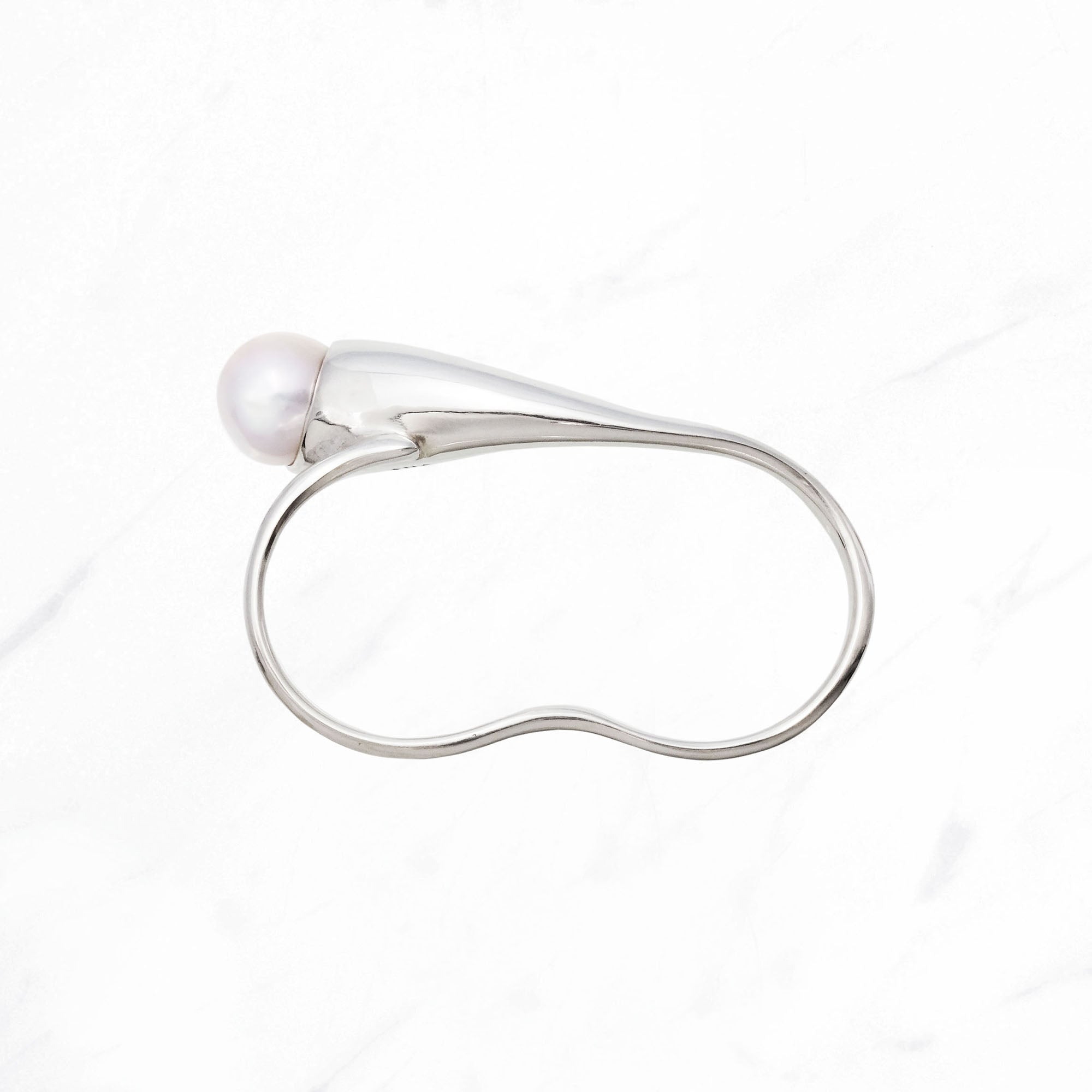 SILVER Calla Double Finger Pearl Ring
