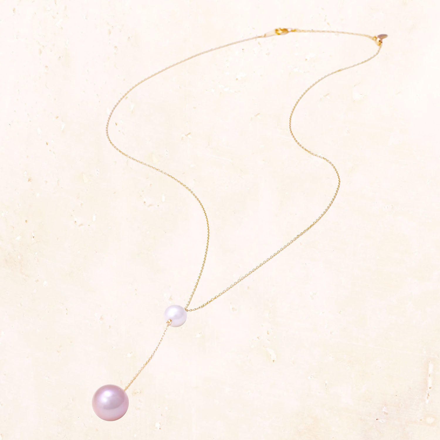 10K Gold Floating Pearl Necklace (Pink)