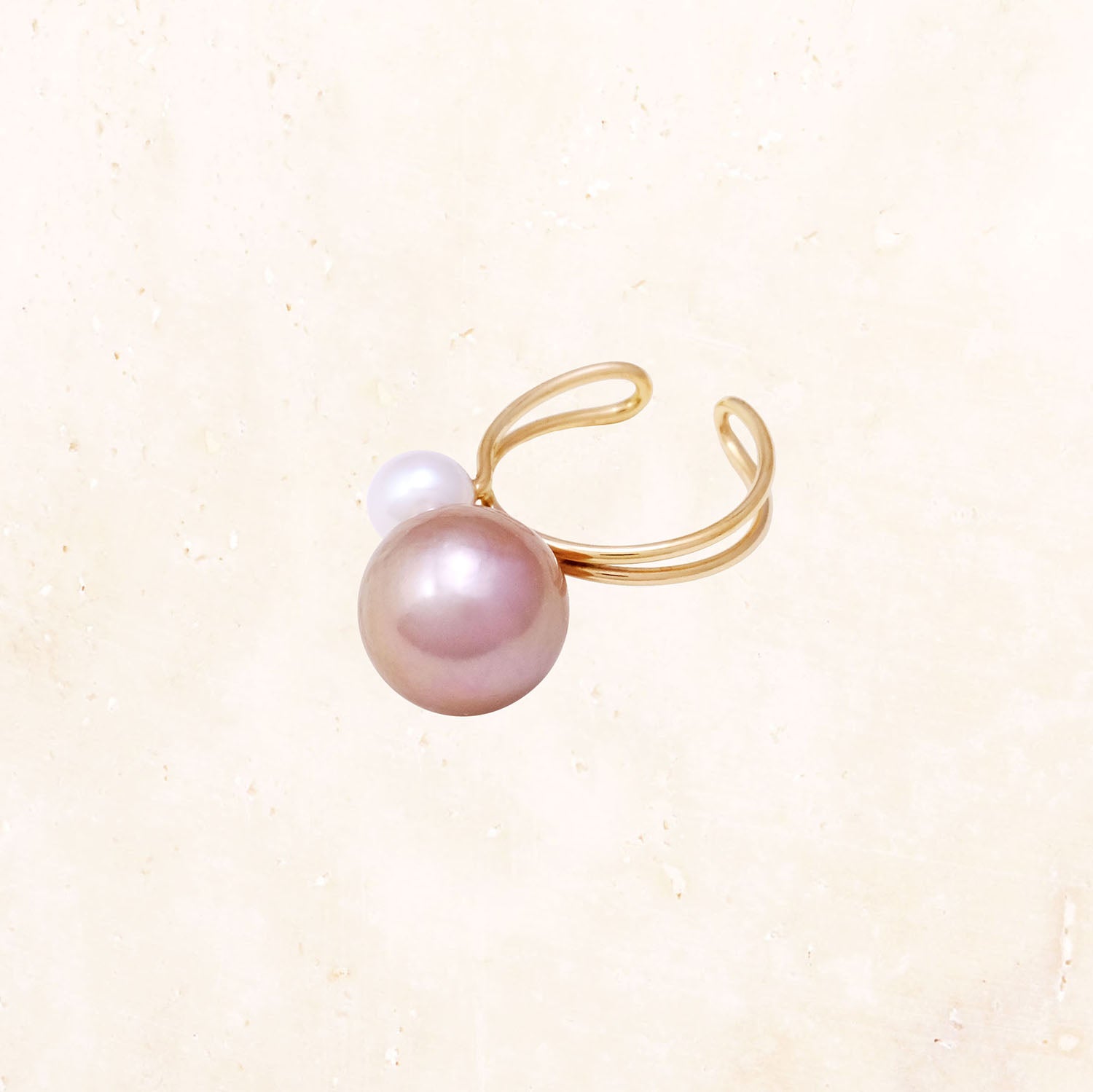 10K金双珍珠（粉色）耳骨夹