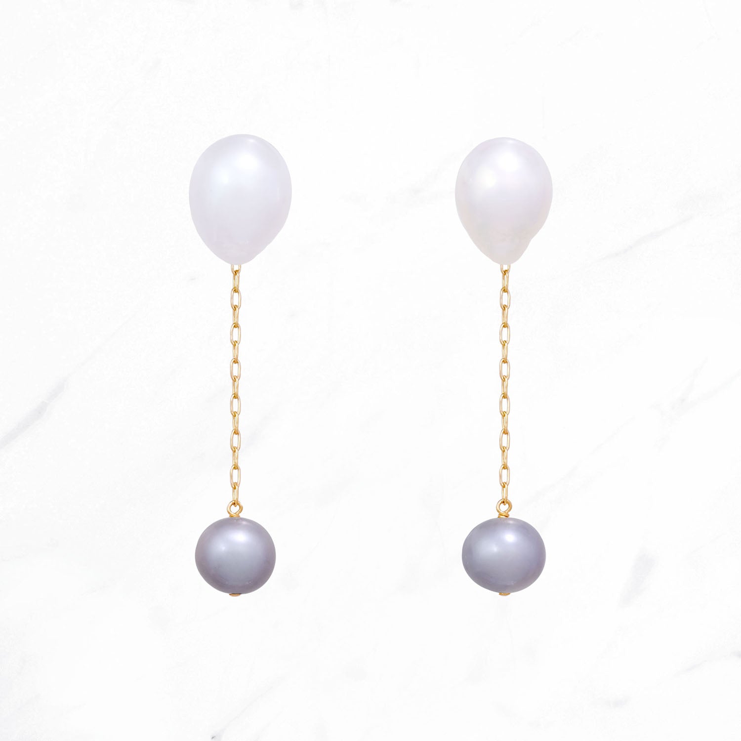 Pearl Floating Earrings (Gray)