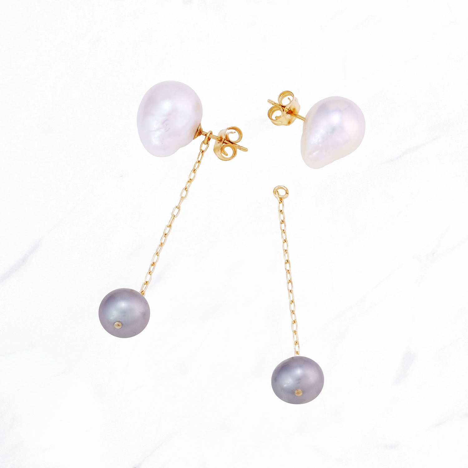 Pearl Floating Earrings (Gray)