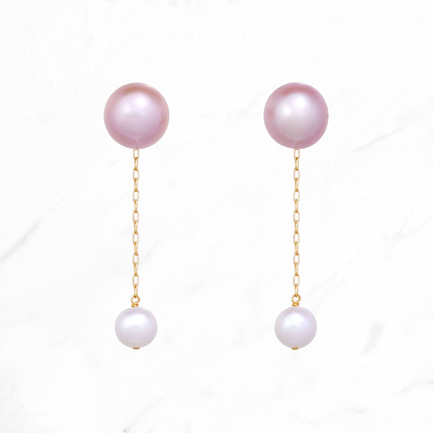 Pearl Floating Earrings (Pink)