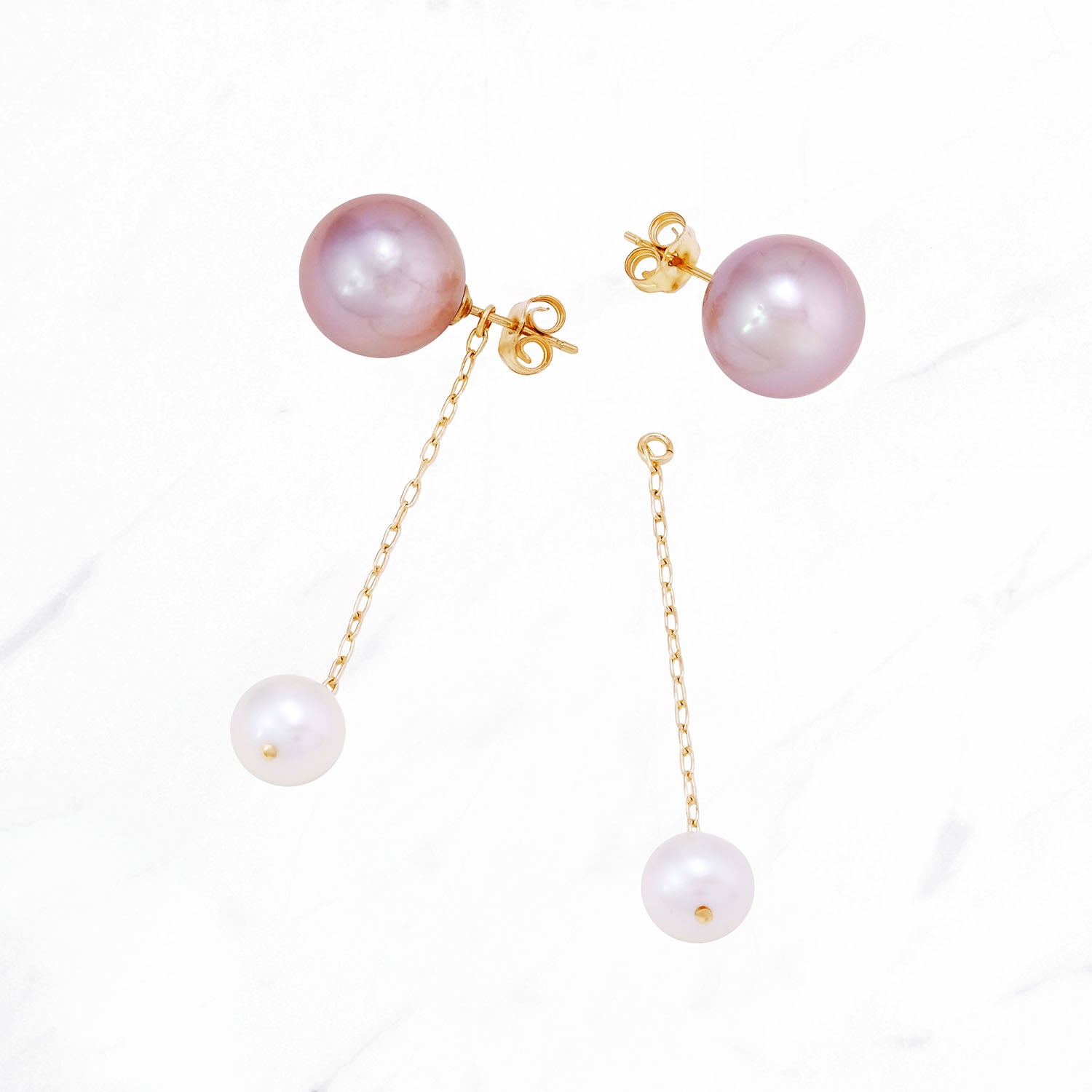 Pearl Floating Earrings (Pink)