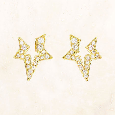 18K Gold Asymmetrical Star Earrings
