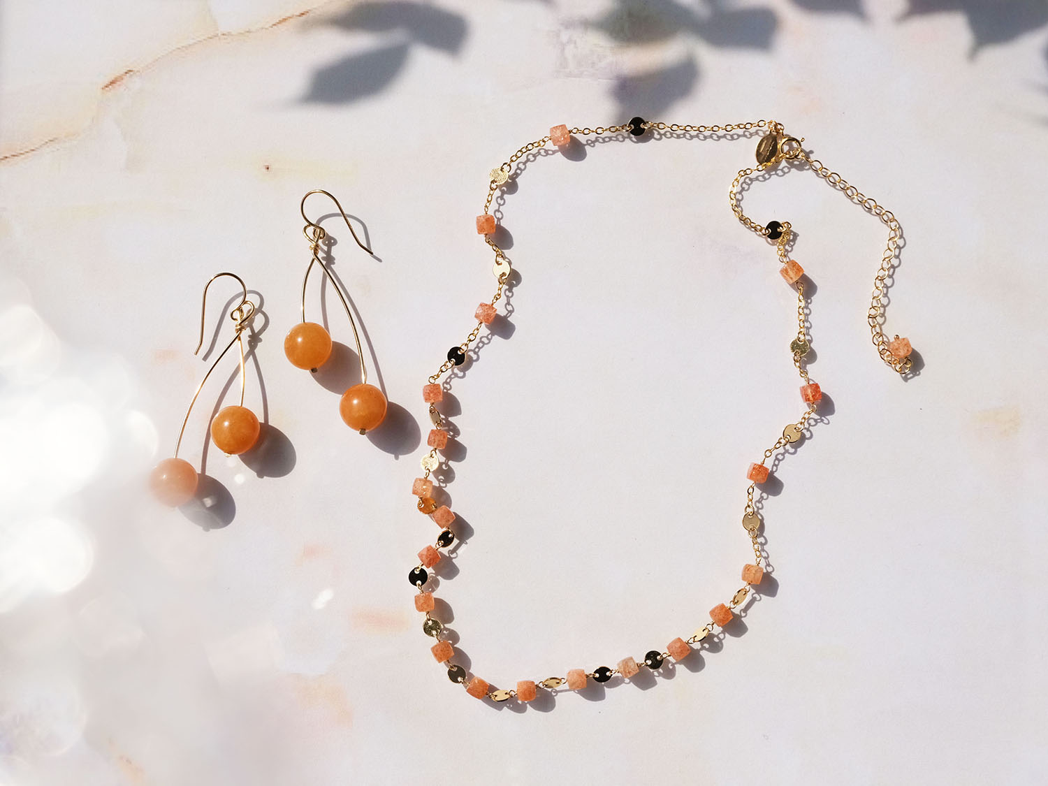 Colorful Gemstones Necklace (Sunstone)
