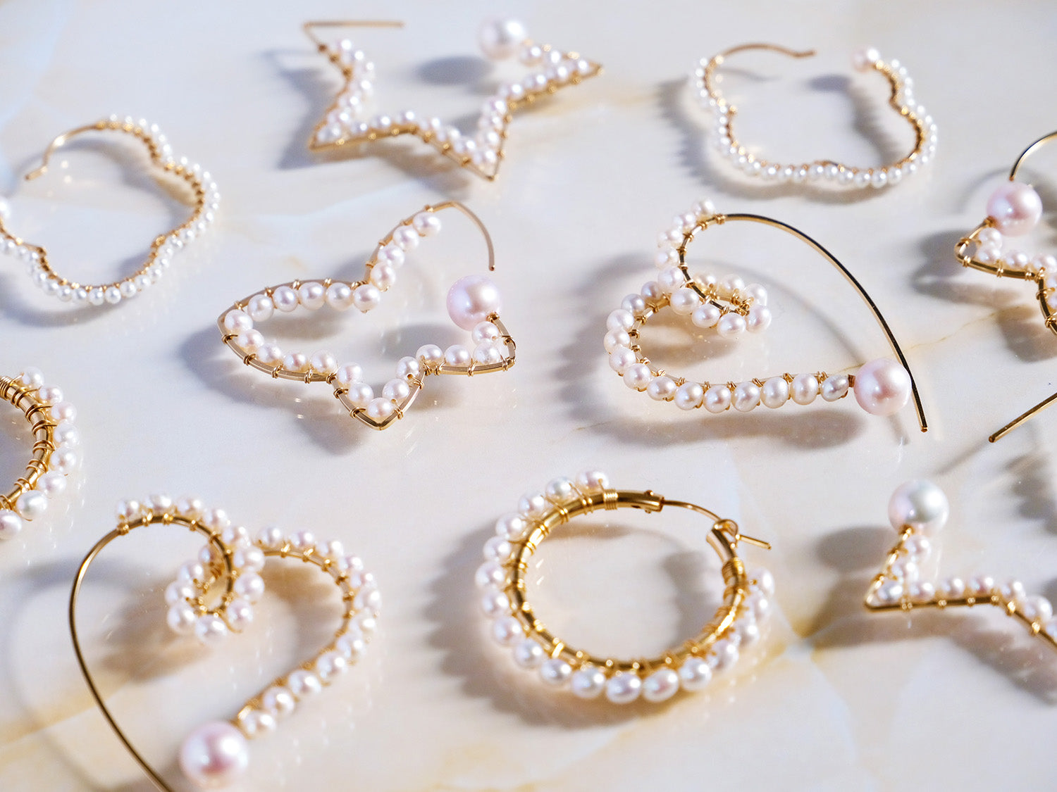 Pearl Heart Hoop Earrings
