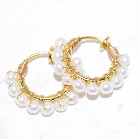 Wrapped Pearl Hoops (Clip-on)