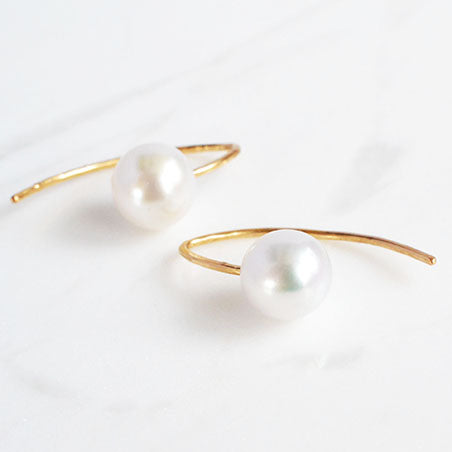 Pearl Oval Hook Earrings