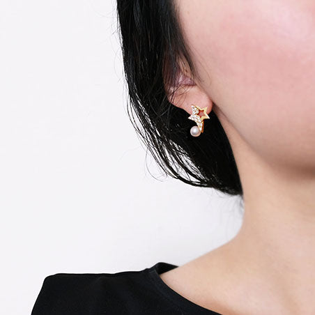 18K Gold Double Star Earrings