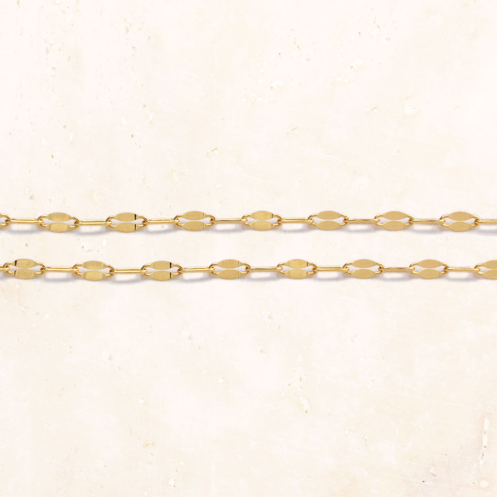 18K Gold Leaf Chain Necklace 40cm