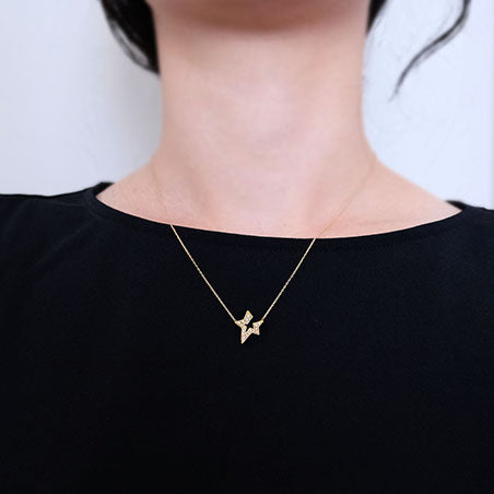 18K Gold Asymmetrical Star Pendant Necklace