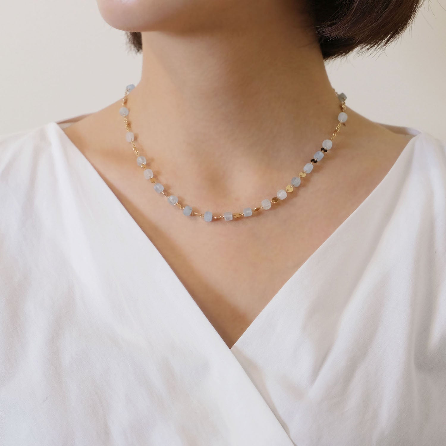 Colorful Gemstones Necklace (Aquamarine)