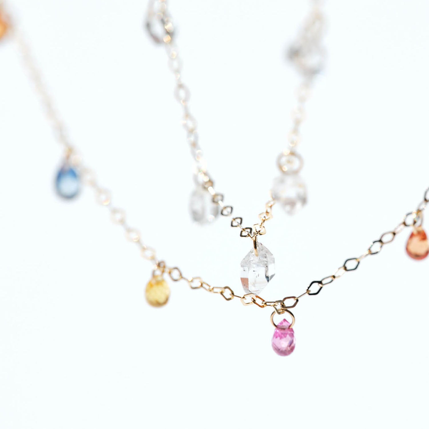 10K Gold Garland Sapphires Necklace