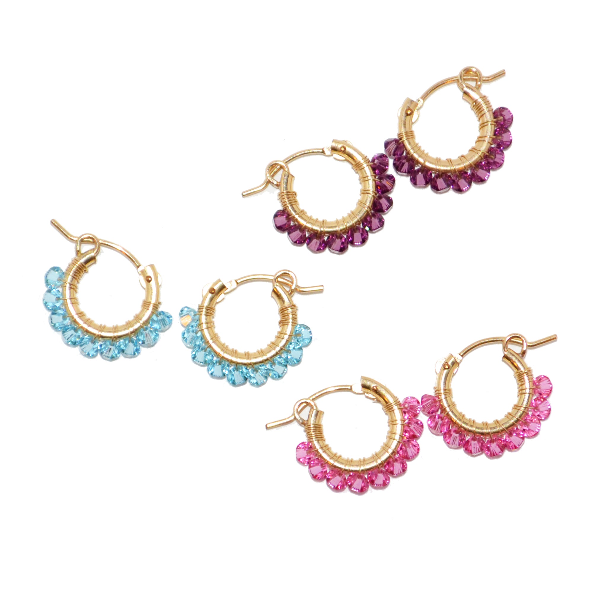Crystal Wrapped Hoops S (Blue)