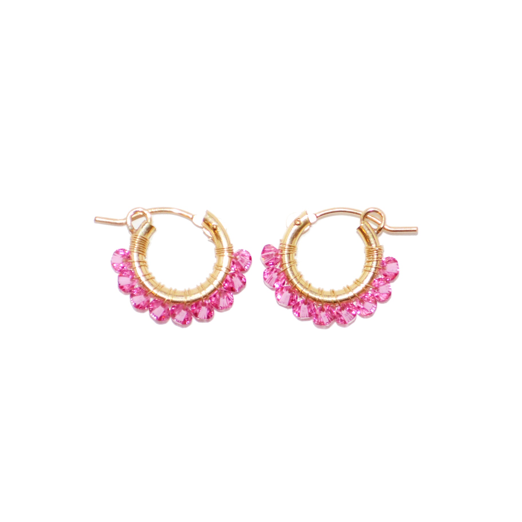 粉色水晶耳環(小)