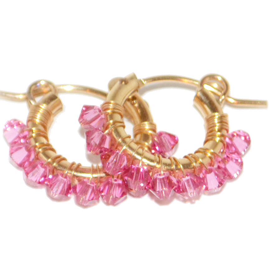 粉色水晶耳環(小)