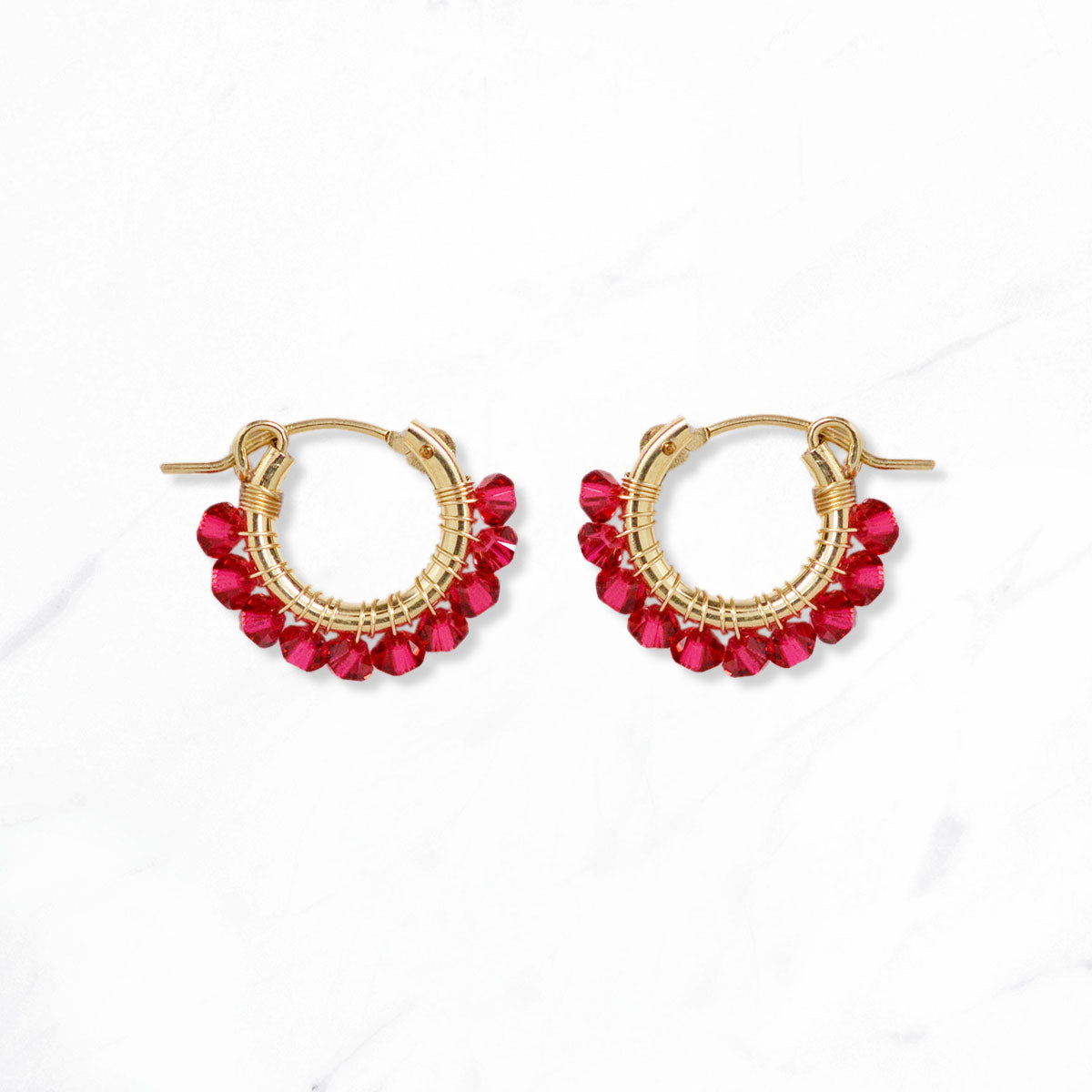 Crystal Wrapped Hoops S (Red)