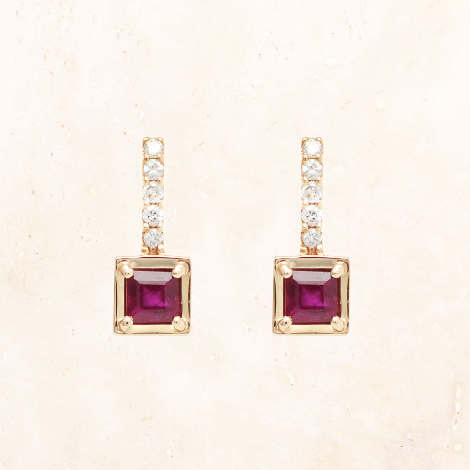 10K Gold Candy Comet Ruby Earrings