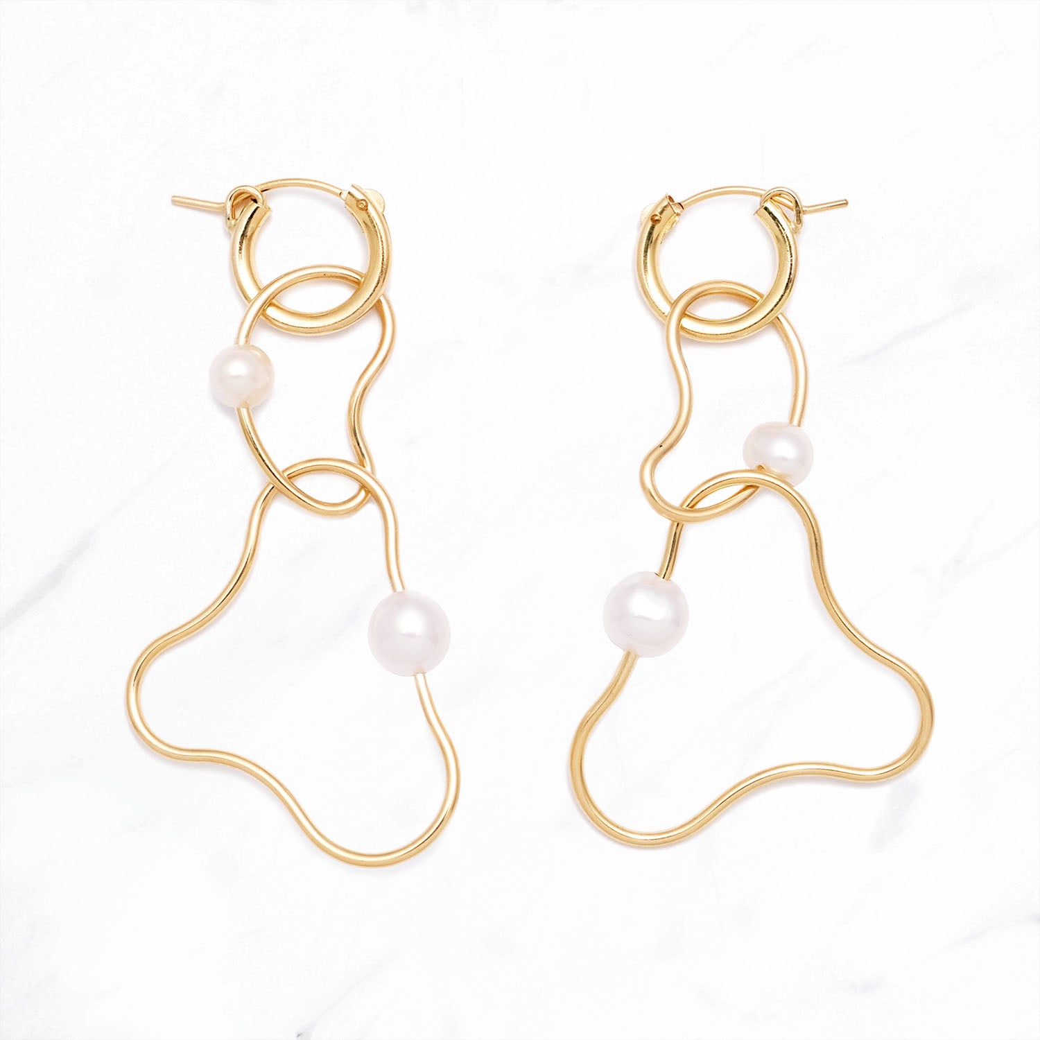 Asymmetrical Wave Pearl Earrings