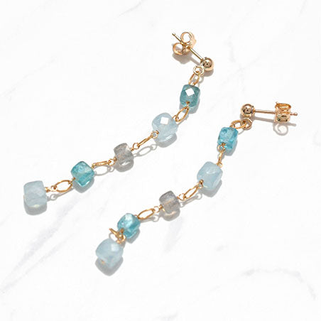 Colorful Gemstones Dangling Earrings (Aqua)