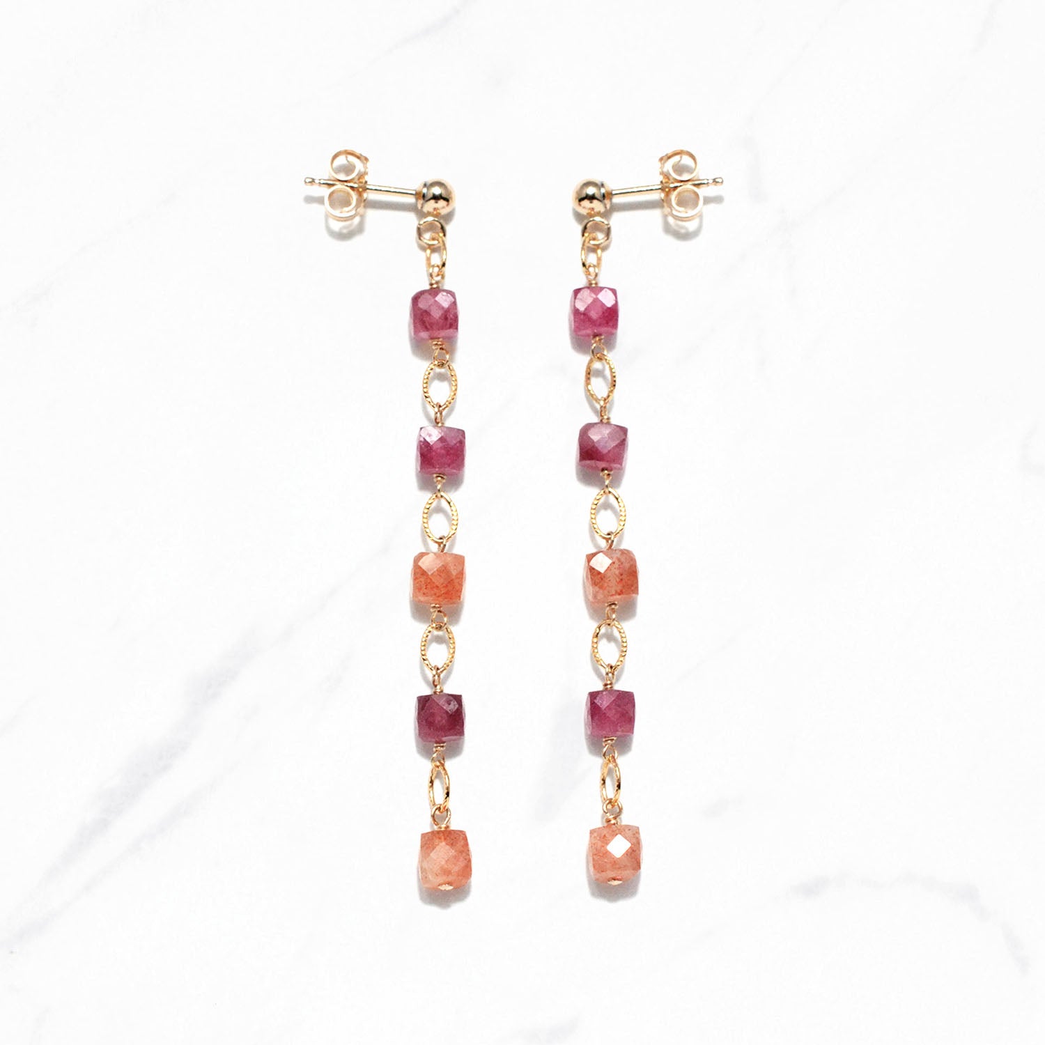 Colorful Gemstones Dangling Earrings (Berries)