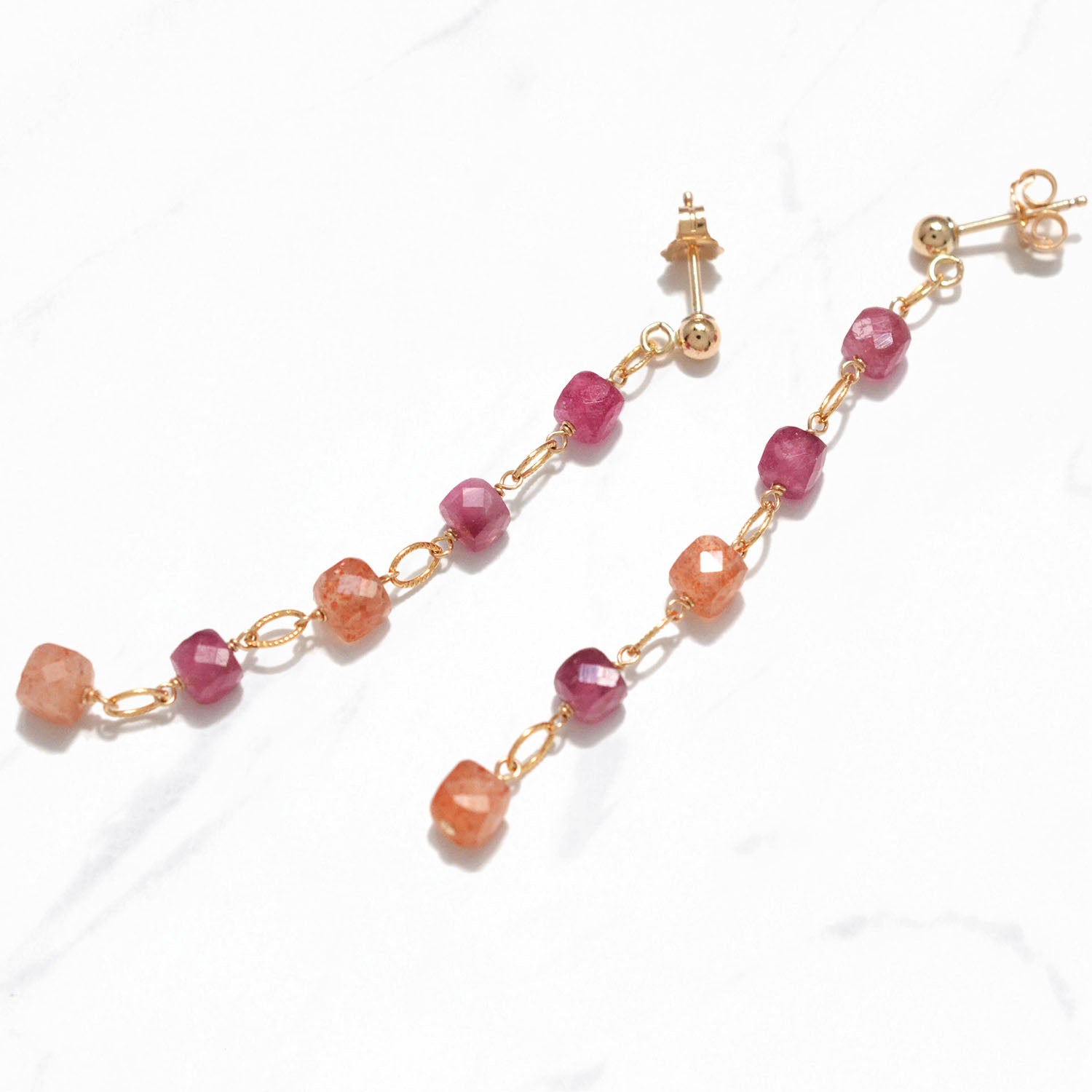 Colorful Gemstones Dangling Earrings (Berries)