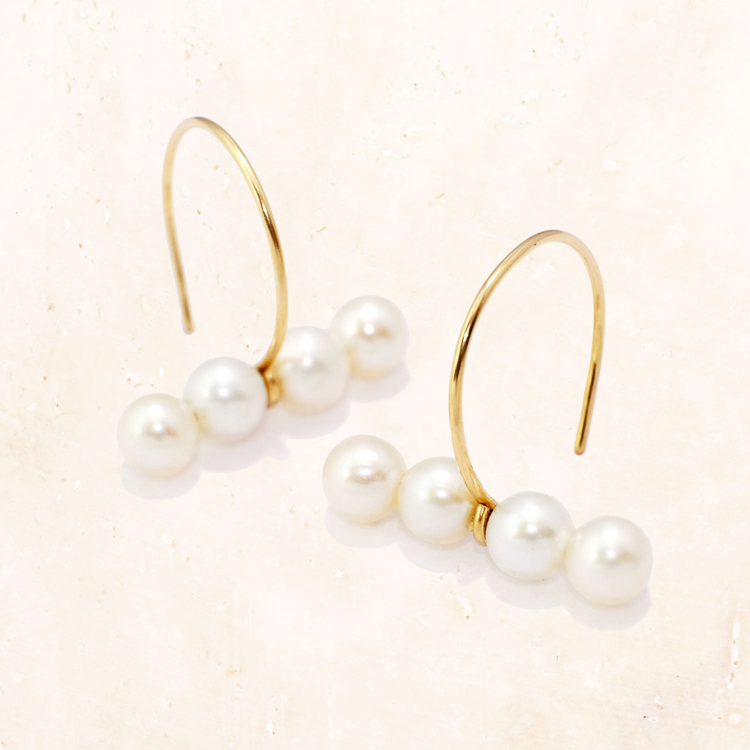 10K Gold Pearl Quartet Earrings