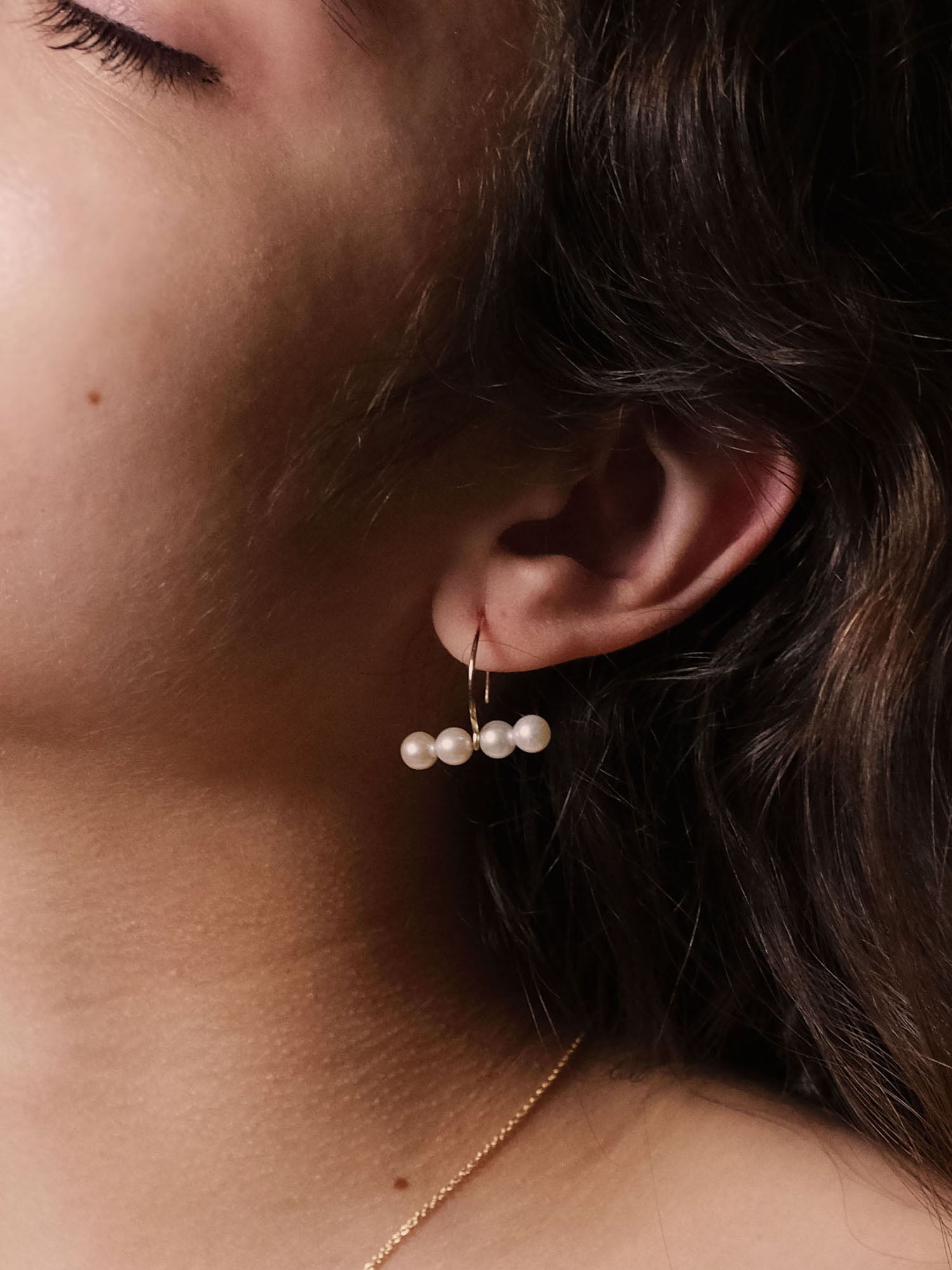 10K Gold Pearl Quartet Earrings